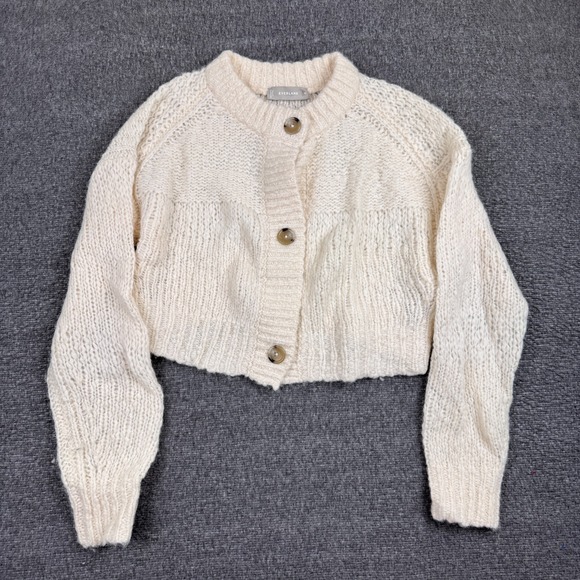 Everlane Lofty-Knit Cropped Cardigan Sweater Womens XS Cream Casual Fall - Picture 1 of 6